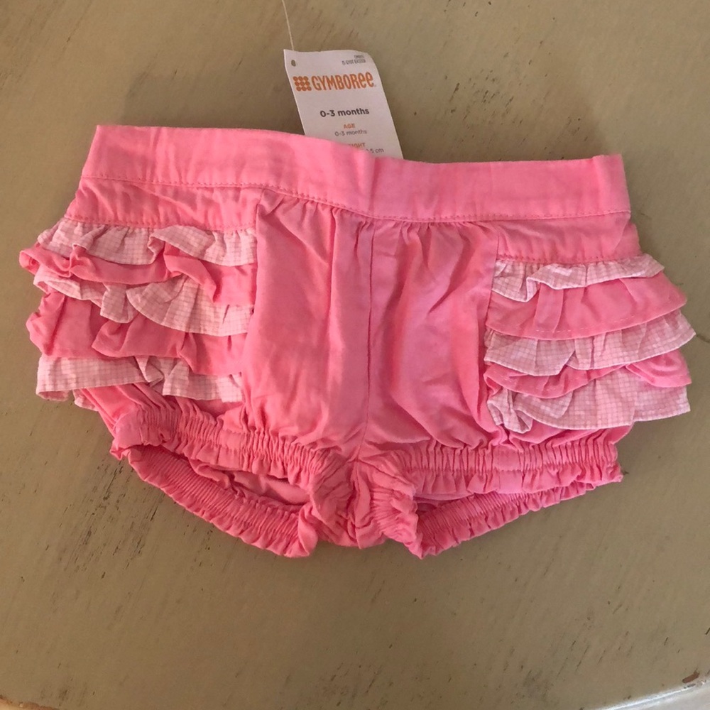 Gymboree 0-3 girls pink ruffle bottom shorts
